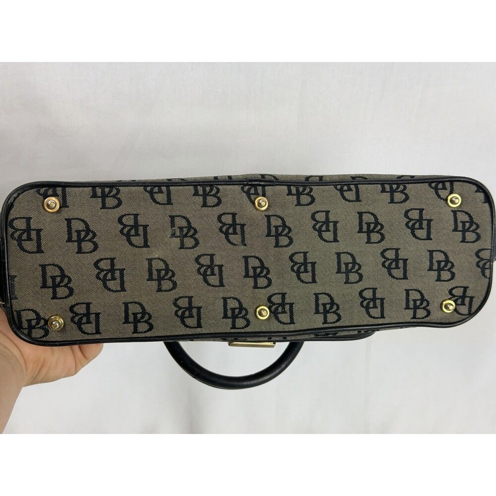Vintage Dooney & Bourke Mini Bag Black & Gray Monogram DB Black Leather - Picture 9 of 16